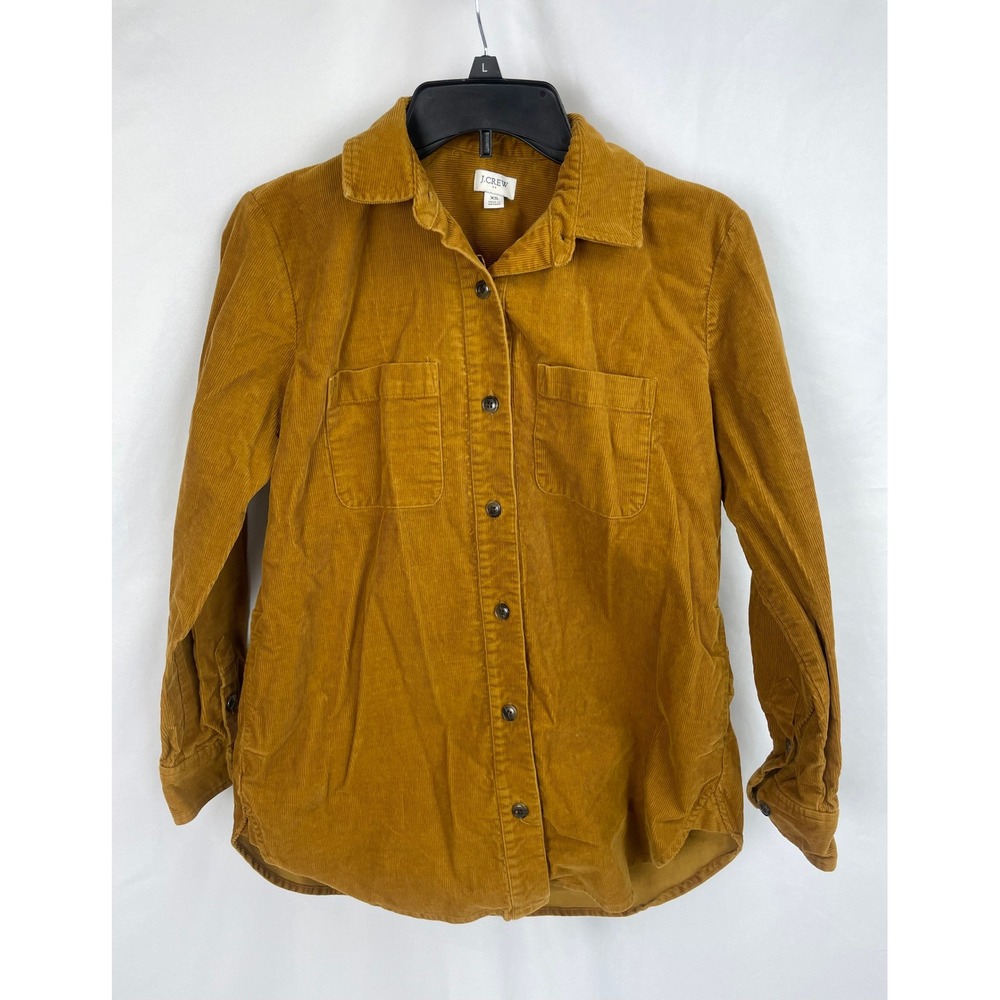 J. Crew Women XS Button Down Shirt‎ Corduroy Shacket BA753 Mustard